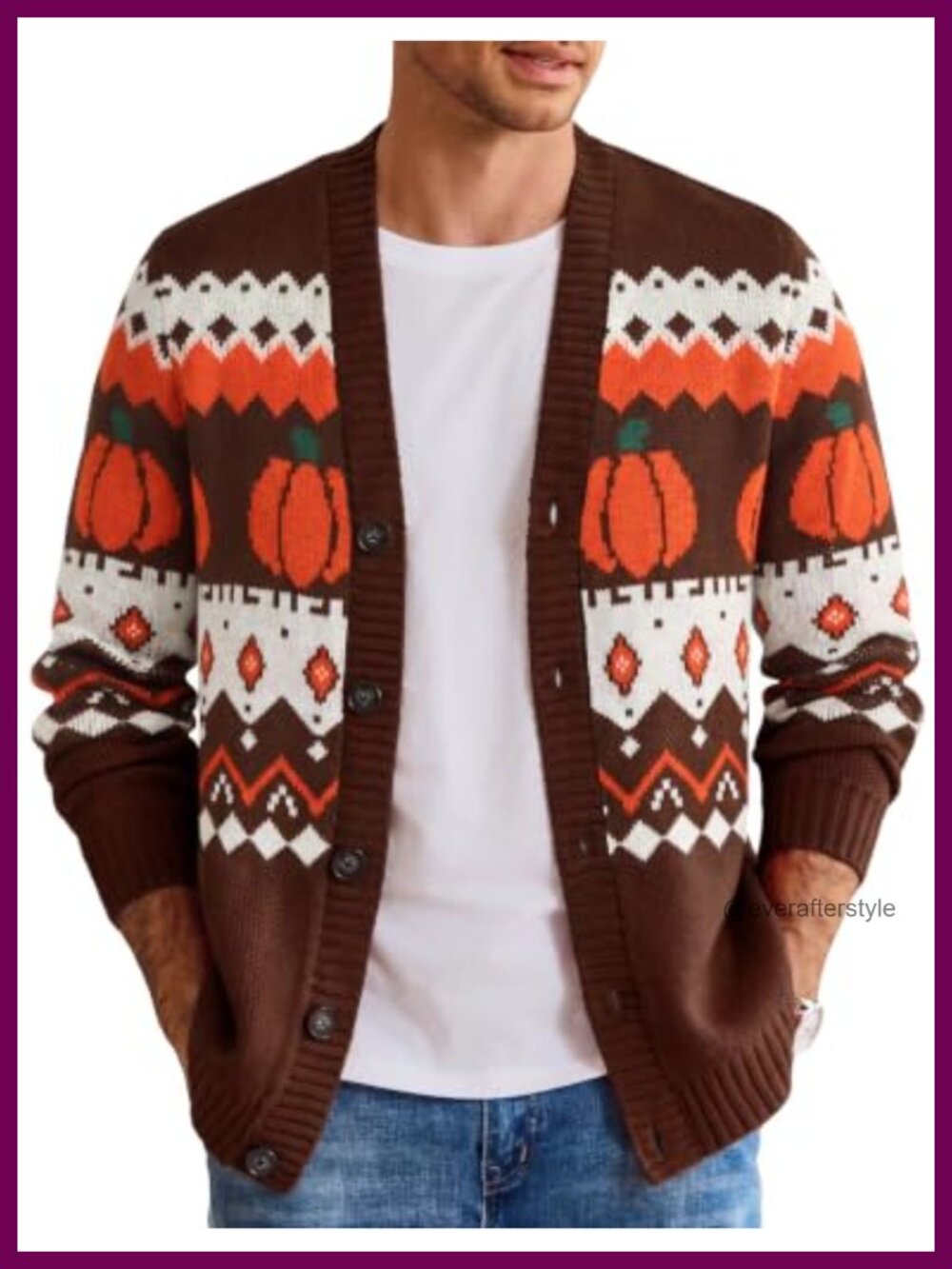 Mens Ugly Christmas Cardigan Sweater Knitted V-Neck Long Sleeve Holiday